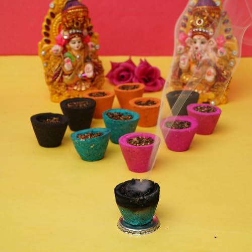 Canfora Satdive Mini Sambrani Dhoop Cup for Pooja Hawan Non Toxic Charcoal Free Dhoop Cups, (Multi Dhoop Rose, Chandan,Sandel,Loban & Mogra)- 24 Cups -Pack of 2