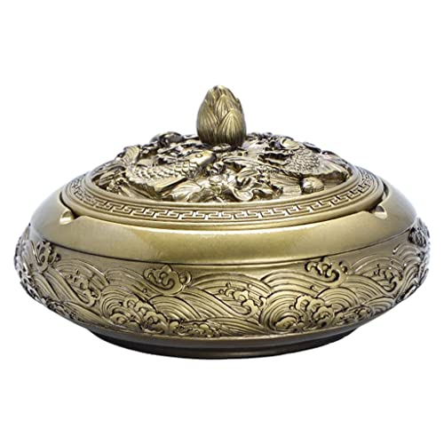 SECRET DESIRE™ Decorative Ash Tray with Lid Cigarette Holder Indoor&Outdoor Crafts Tabletop Bronze