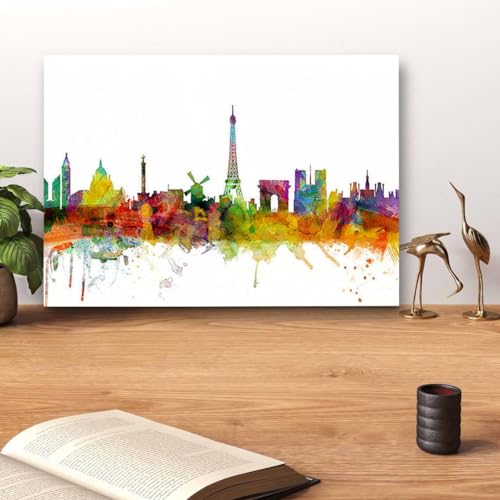 GADGETS WRAP Canvas Gallery Wrap Framed for Home Office Studio Living Room Decoration (14x11inch) - Paris France Skyline Print