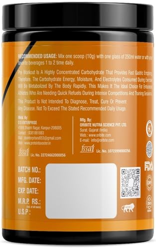 Protein Booster Pre Workout Supplement: 200mg Caffeine, 2000mg L-Citrulline, Muscle Pump & Fat Loss Formula for Men & Women 250gm (Orange)