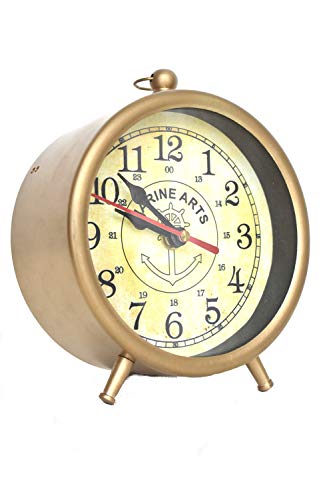 M.Nautical Star Table Clock Brass Antique Maritime Working Antique Look Desk Clock