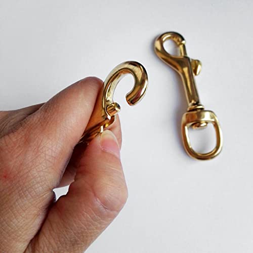 bnf® 2 Pieces Heavy Duty Pure Brass Swivel Eye Bolt Snap Spring Key Ring Hook Clip Buckle for Underwater Scuba Diving Dive Gear Equipment | Water Sports | Scuba & Snorkeling