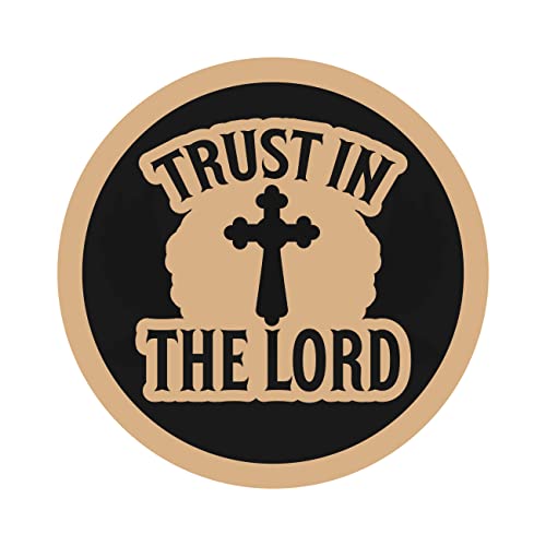 DOTME Trust In God Wooden With Vinyl Sticker Design Decorative Circle Shape Wall Decor For Home Kids Bedroom Living Room Kitchen Hall DIY Art (8 INCH)