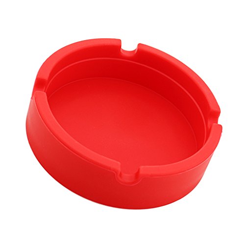 MERISHOPP™ Round Silicone Ashtray Smoking Cigar Holder for Tabletop Office Red