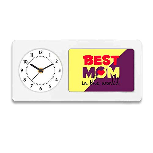 Designer Unicorn Desk/Shelf Clock with Attached Frame Best Mom in The World 9.5 * 4.5 inches