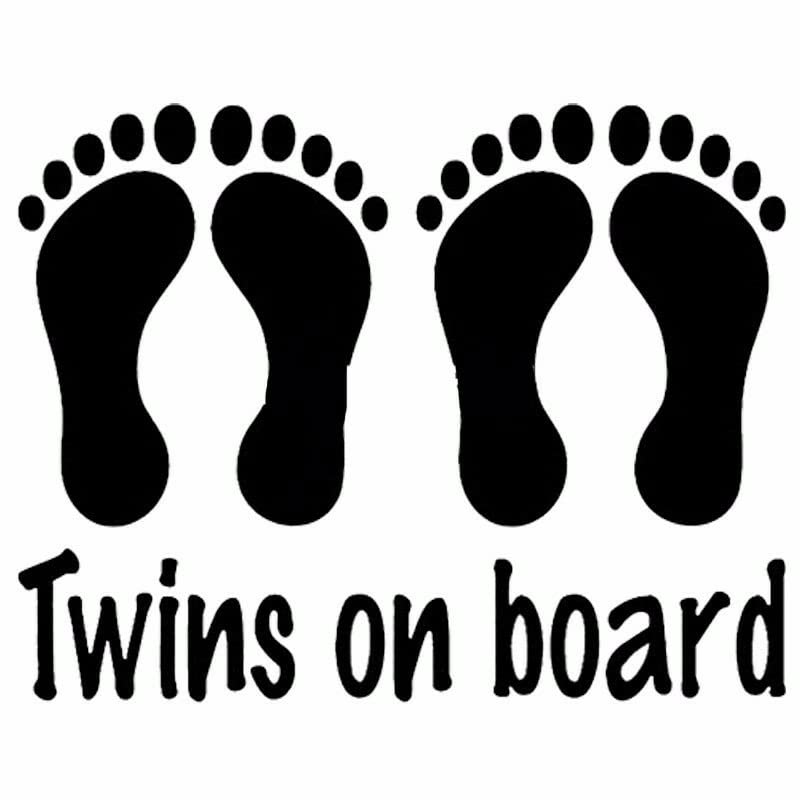 GADGETS WRAP Vinyl Wall Decal Sticker Personalized Twins On Board Footprints Lovely Cartoon Car Stickers