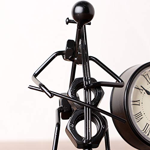 Muellery Elegant Table Desk Clock Classic Playing Cello Design Analog Clock for Your Room Office Living Room TPCA01137