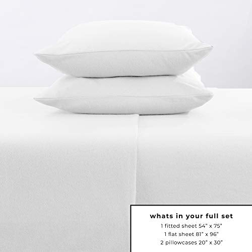 Super Soft Extra Plush Fleece Sheet Set. Cozy, Warm, Durable, Smooth, Breathable Winter Sheets in Solid Colors. Christina Collection (Full, Winter White)