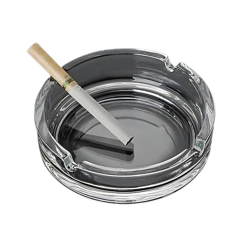 Goronics Glass Round Tabletop Ash Tray Glass Ash Tray for Cigarette, Cigar Smoking for Home, Car, Balcony, Clear Round Ash Tray Box Quality Glass Ash Tray