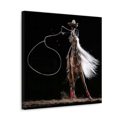 GADGETS WRAP Canvas Gallery Wrap Framed for Home Office Studio Living Room Decoration (10x10inch) - Horse Rider (2)