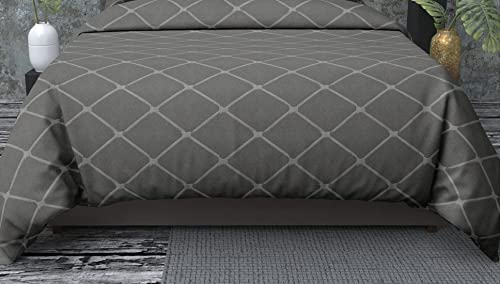 Vervique 200 Tc Glace Cotton Geometric Print Mix N Match Bedsheet For Double Bed Cover With 2 Pillow Cover | Grey | Bedsheet Size - 90 * 100 Inch | Pillow Size - 18 * 28 Inch