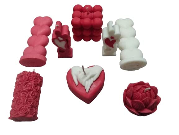 Sri Krishna Products Valentine Combo Set of Romantic Couple Hand Poured Soy Wax Love Candles for Valentine Gift Party Decorations Birthday Dinner Table (Set of 8 Candles)