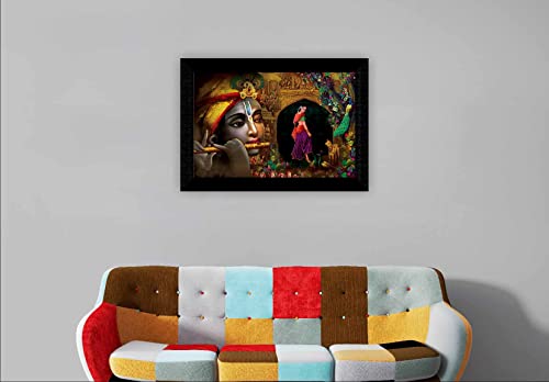 SAF Pack of 1 Radha krishna religious modern art wall painting with framed for living room 11 inch x 14 inch CANFM31421