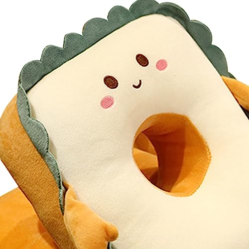 CALANDIS® Cute Toast Nap Pillow Seat Cushion Pad Ice Silky Cloth Travel Pillow 25X30Cm Smile | 1 Nap Pillow