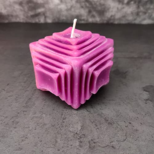 ADYATI HOME DECOR Scented Square Optical Illusion Candle in Lavender Fragrance Light Purple