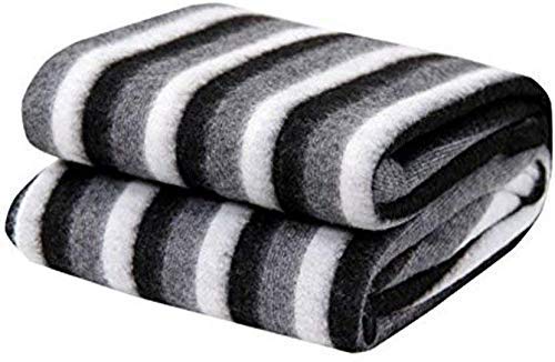 Malvina Single Bed Ac Fleece Blanket Size :Single :60X90 Inch Pack of 1 - Black and White Stripes