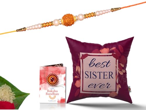 Pillow Rakhi for Brother with Gift - Rakhi with Rakhi Cushion with Filler Greeting Card- Rakhi for Brother, Gifts for Brother, Gifts for Rakhi, Gifts for Rakshabandhan Rakhi Gifts-CH-SIS-26-PB