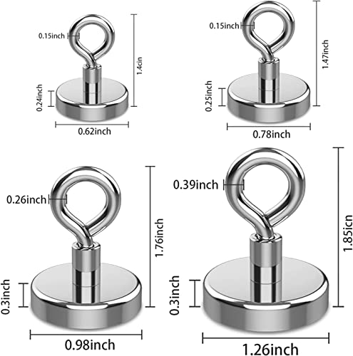 Magnetic Eye Hooks, 12PCS Strong Neodymium Magnet Loop Hooks for Hanging, Lights, Tools, Kitchen, Workplace, Office (Diameter0.62in)