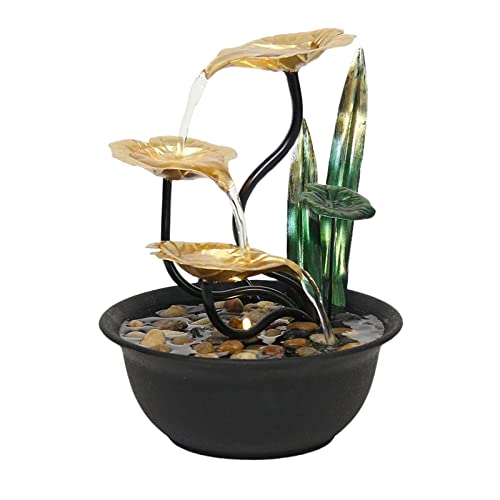 SECRET DESIRE Water Lotus Indoor Fountain Ornament with Led Lights for Living Room Office