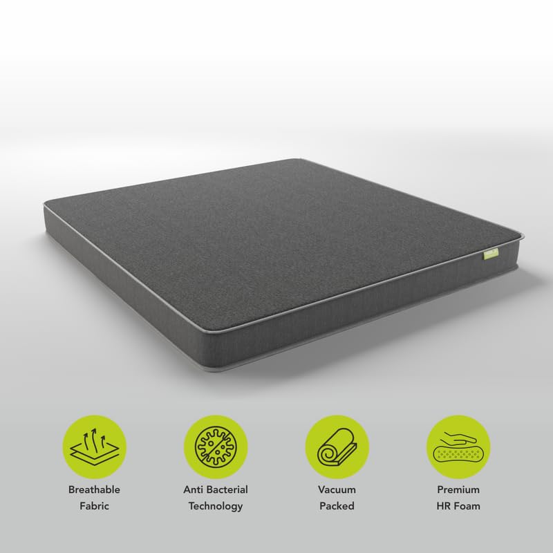 wakeup INDIA Advanced Foam Ortho Mattress | 5-Years Warranty | Virasat High Resilience Medium Firm 4 inch Mattress | Comfort and Pain Relief (Double Size, 78x48x4 Inches)