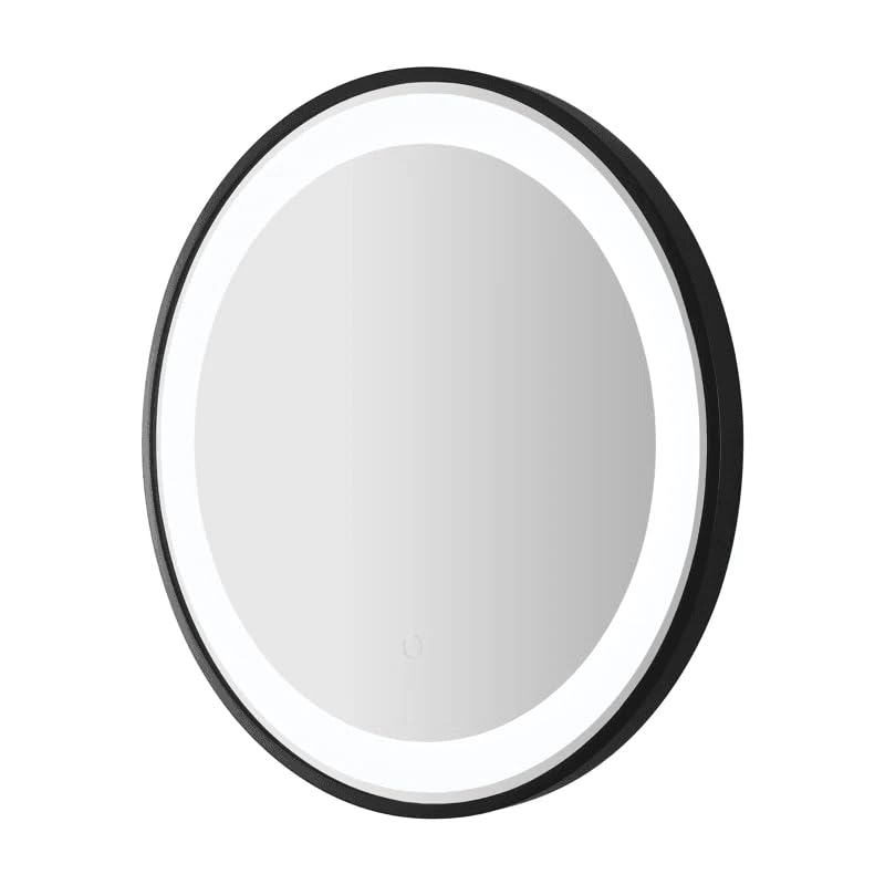 ARTESSA Vanity Essentials Round LED Mirror for Bathroom with Metal Frame, 3-Colour LED, Antifog (80 x 80 CM) (Black)