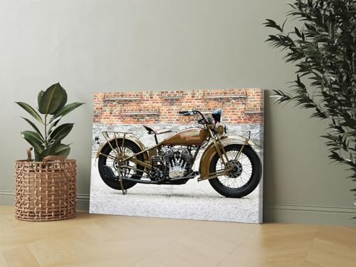 GADGETS WRAP Canvas Gallery Wrap Framed for Home Office Studio Living Room Decoration (17x11inch) - 1930's Harley Davidson