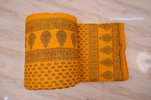 SIBLEY Cotton Single Bed Jaipuri Razai Jaipuri Blanket Ac Quilt for Winter Soft Light Weight Rajasthani Traditional Cotton Razai (55 x 85 inch) - Yellow