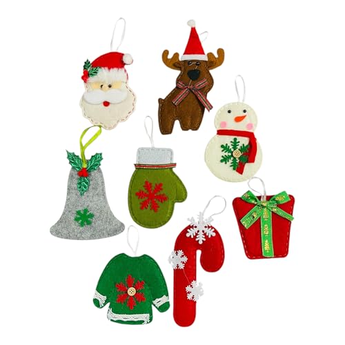 Moira 8pcs Merry Christmas 16 X 8 cm Tree Snowman Toy Doll Christmas Hanging Decorations for Home Office