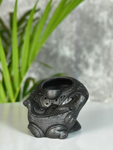 Mayii - Dual-Fired Terracotta Crocodile Ashtray Sculpture showpiece, set of 1 Premium Terracotta made Tabletop home decor for living room and gifting(9 cm,Black)