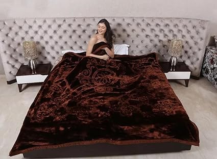 Click Tick 500 TC Winter Mink Blanket | Floral Super Soft Warm Lightweight Mink Single | Double Bed Ac Bed Blankets for Winter Kambal (Brown, Single)