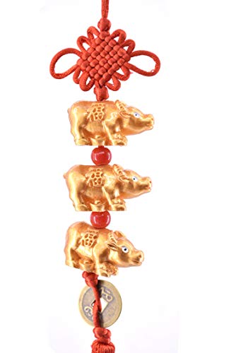 Year of 2021 Feng Shui Handmade Zodiac Auspicious ox Lucky Charm Amulet (3 ox)