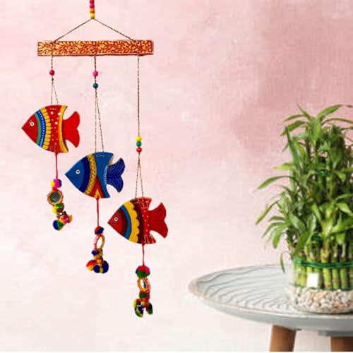 AADYA CREATION : Fish Hanging Rajasthani Traditional Handmade Hand-Painted Decoration Wind Chimes.