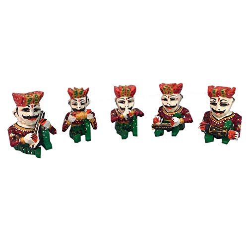 Craferia Export Rajasthani Handicraft Musical Wooden Babla Set Showpiece for Home Decor Set of 5