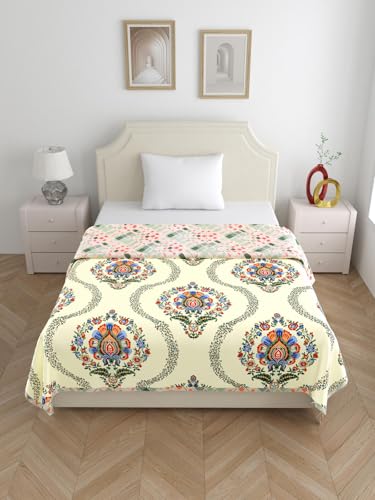 Salona Bichona Floral Cotton Yellow Flannel Single Dohar