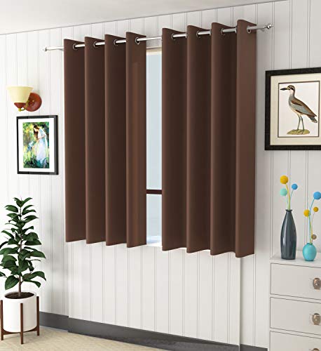 Brand Roots Blackout Heavy Solid 100% Opaque Curtains for Window 5 Feet, Pack of 2, Brown (Brown, Window 5 Feet)