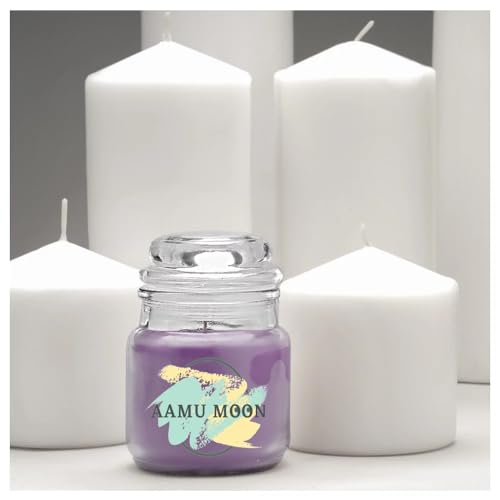 AAMU Moon Premium Scented Glass Jar Candles, Long Burning Aroma Jar Candles for Diwali, Christmas, Birthday, Anniversary & Home Decoration - Set of 6 Piece, Multicolour (Sandalwood)