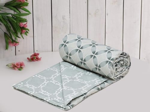 RRC Super Soft Brushed Microfiber Cotton Single Bed Dohar 140 GSM 3 Layered Quilted Dohar Soft Lightweight Reversible Printed AC Blanket Single Bed for All Season (Grey)