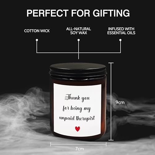 XUISWELL Thank You for Being My Unpaid Therapist Candle, Thank You Friendship Candles Gifts for Women Friends, Best Unique Friendship Friend Bestie Candle Gifts Holders Candles Jar