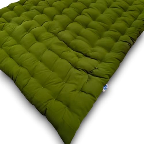 ATOOTFUSION Soft Cotton Quilt Mattress | Foldable Light Weight Filled Single Firm Cotton Quilt Mattress| Gadda (1 Sleeping Capacity, 3 x 6 ft or 72 x 36 Inches) (Dark Green Cotton Mattress)