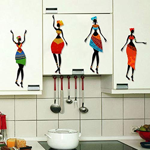 African Dancing Lady Self Adhesive VinylWaterproof Decorative Wall Stickers for Hall, Bedroom, Kitchen and Furniture