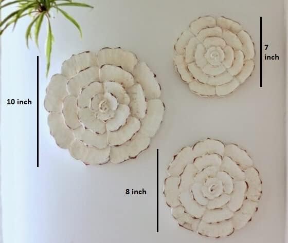 VAS Collection Home Wood Carving Wall Panel Fresh Flower/Park Flower/Artificial Flower Pack of 3 Piece