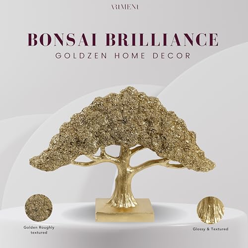 The Artment your artistic apartment Feng Shui Bonsai Brilliance Golden Resin Tree Showpiece: Home Décor for Living Room, Bedroom - Ideal Gift, Office Desk Accent, Artisan Crafted, Elegant Design