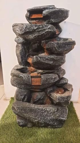 SEPBORN Stone Outdoor Water Fountain, 101cm Tall, Stacked Rock Design