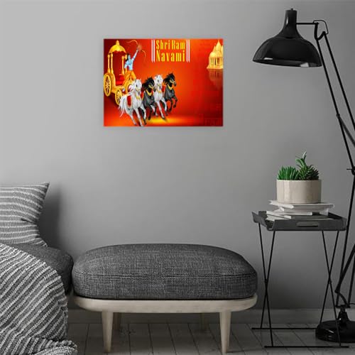 VERRE ART Printed Framed Canvas Painting for Home Decor Office Wall Studio Wall Living Room Decoration (14x10inch Wrapped) - Ramnavami 28