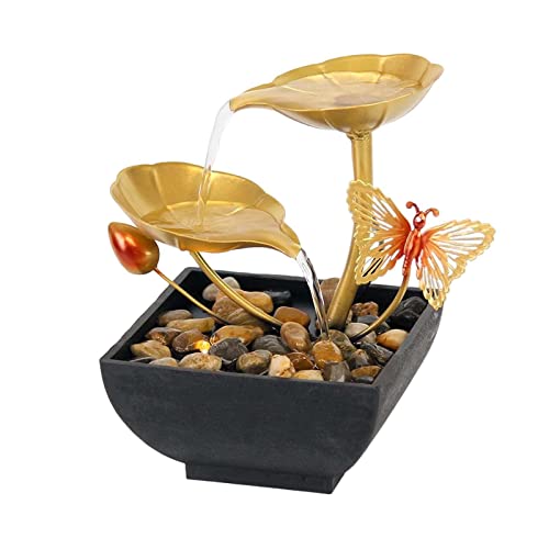 ATORSE® 2 Tiers Tabletop Fountain Tabletop Waterfall Cascading for Office Decoration Butterfly