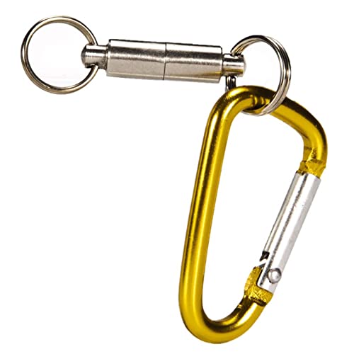 UJEAVETTE® Strong Magnetic Net Release Holder with Coil Lanyard Snap Clip Lock Buckle Yellow Carabiner