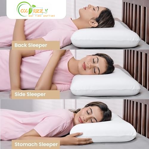 COORIZZ Memory Foam Sleeping Bed Pillow for Sleeping, Back, 1 Year Warranty Stomach & Side Sleeper Pillow White Cover- Standard Size 60cm-40cm-11cm