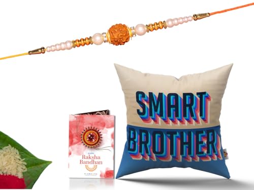 Pillow Rakhi for Brother with Gift - Rakhi with Rakhi Cushion with Filler Greeting Card- Rakhi for Brother, Gifts for Brother, Gifts for Rakhi, Gifts for Rakshabandhan Rakhi Gifts-CH-BRO-16-PB