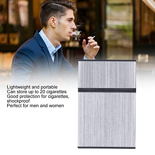 Cigarette Case, Aluminum Alloy Magnetic Cigarette Case Multipurpose 20 Capacity Home (Silver)