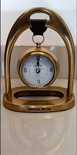 Imperial Decor Metal Showpiece Desk Clock in Golden Finish for Your Home and Office Decor